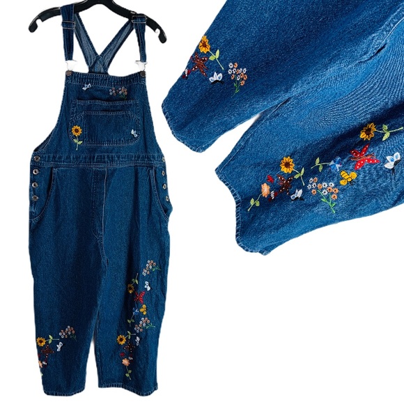 agapo Denim - Agapo Denim Embroidered patch garden magic overall